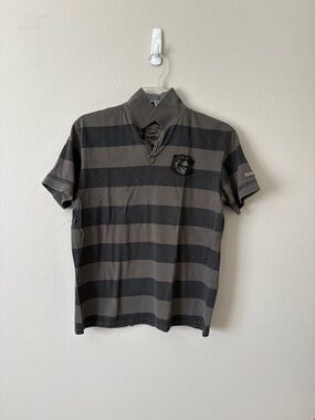 Hard Rock Cafe Dublin Men's Striped Polo in Gray & Black